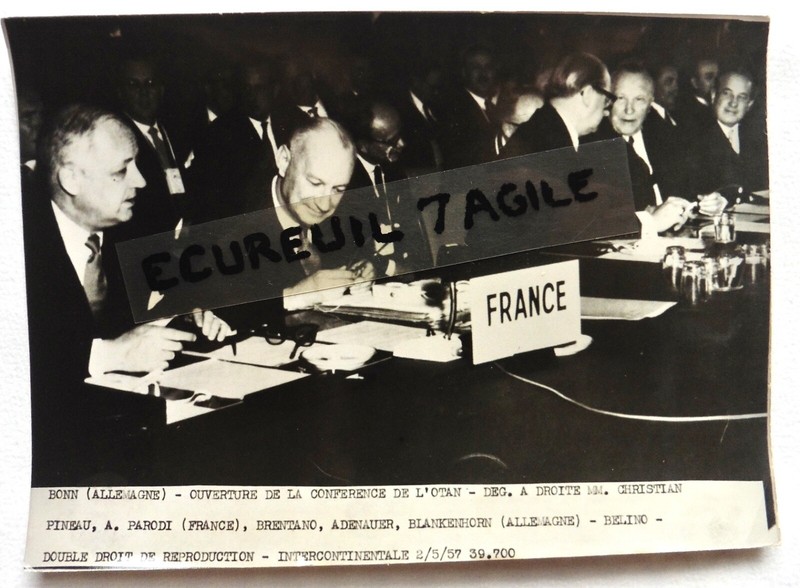 Photo 1957 Otan Nato Pineau Parodi Brentano Adenauer Blankenhorn Belino H668