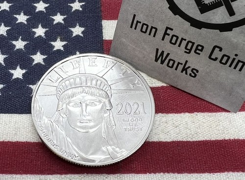 Pre-owned Handcrafted 1 oz Us Platinum Coin Ring. One Ounce Liberty Coin Choose Size Eagle