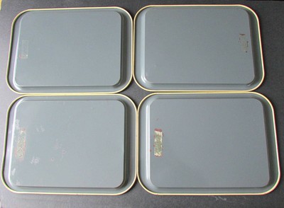 Set 4 Vintage Metal Serving TV Tray Table Pine Cone Evergreen Woodgrain  FREE SH