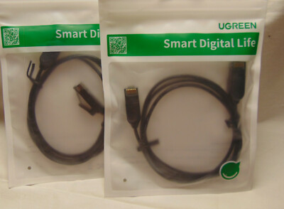 New 2 pkg UGREEN Ethernet Cable Cat6 LAN Cable Cat 6 RJ45 Ultra Slim 3' long