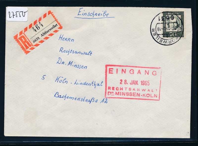 27550) Saarlouis, Reco-Brief 1965 Ab 6631 Altforweiler