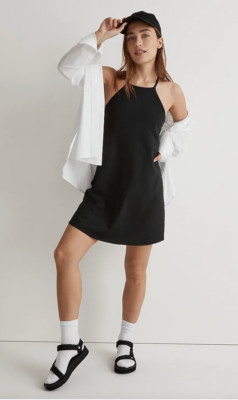 Madewell $88 Flex 2.0 Fitness Dress Black Size S NK207