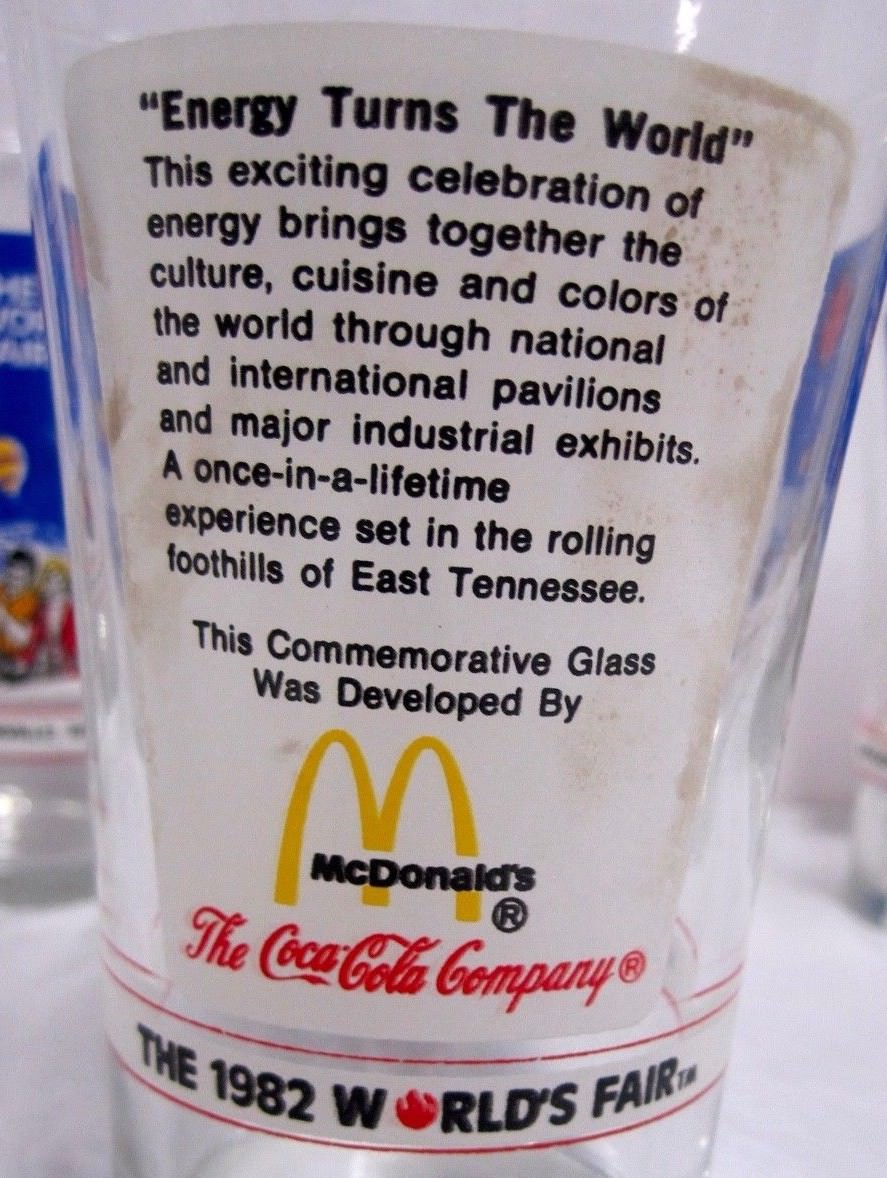 1982 Worlds Fair Commemoritive Glasses, Knoxville TN set of 4 (no.1)