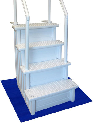 Resilia Stay-Put Swimming Pool Ladder Mat - Non-Slip, Wide Ribbed, Protective 