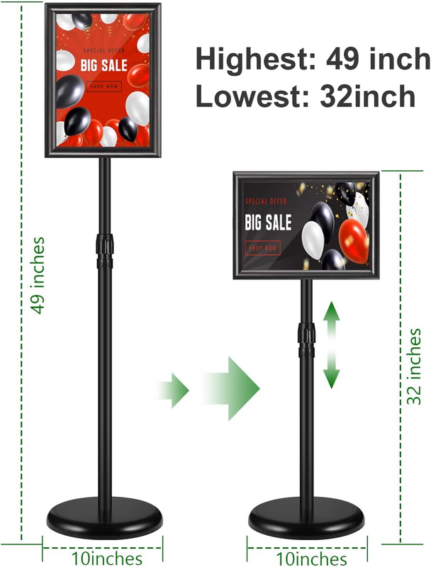 8.5 x 11 Inch Adjustable Sign Holder, Pedestal Poster Stand, Heavy-Duty Floor St