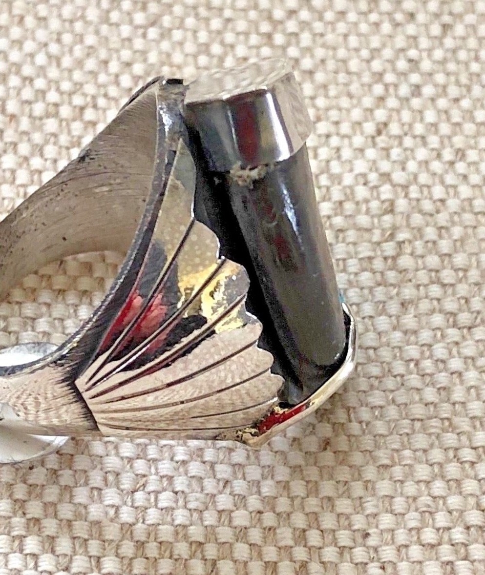 Turquoise and Faux Bear Claw in Sterling Silver Ring Size 11