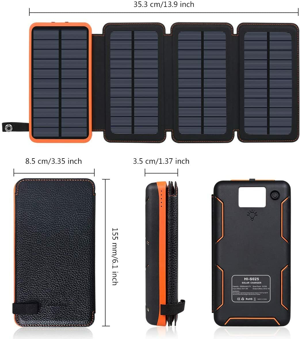 Panneau Solaire 20W Avec Batterie Intégrée 26000mAh - IP66 étanche, Port USB-C, Pour Caméras De Sécurité, éclairage Extérieur - 7