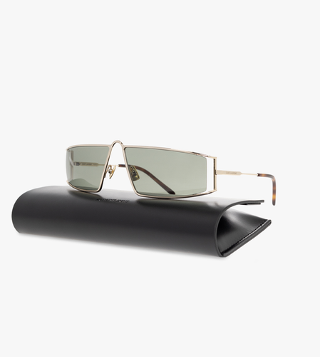 Pre-owned Saint Laurent Yves  Sl-606-004 Gold Sunglasses In Green