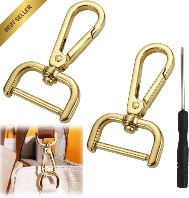 Swivel Clasps Hook, 1 Inch ID Detachable Snap Hook W/Screw Bar D Ring Claw Clasp