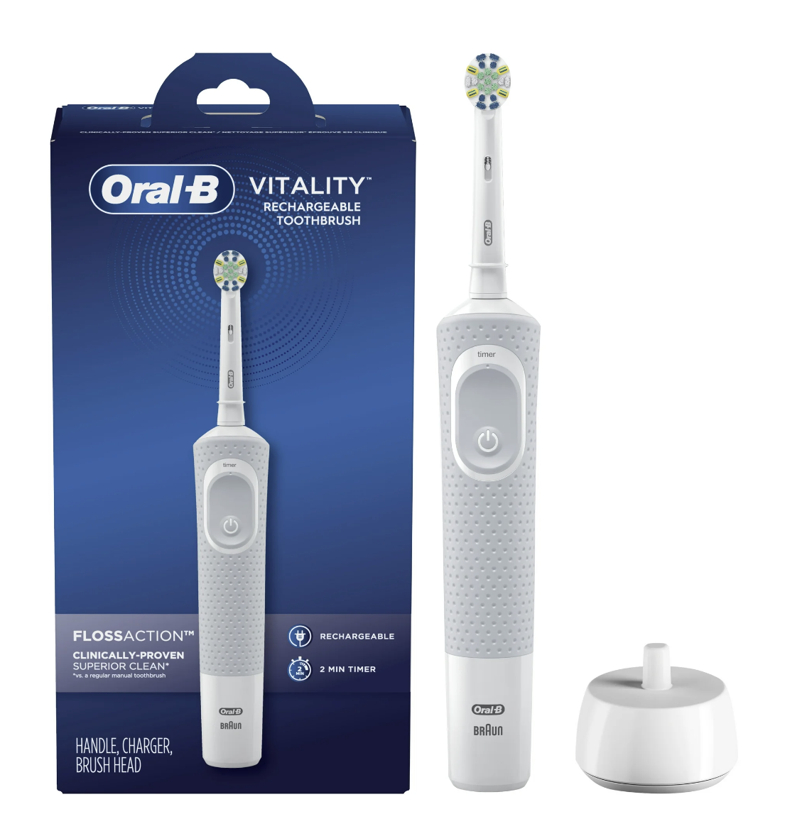 Oral B Electric Rechargeable Toothbrush Vitality FlossAction Braun Powered