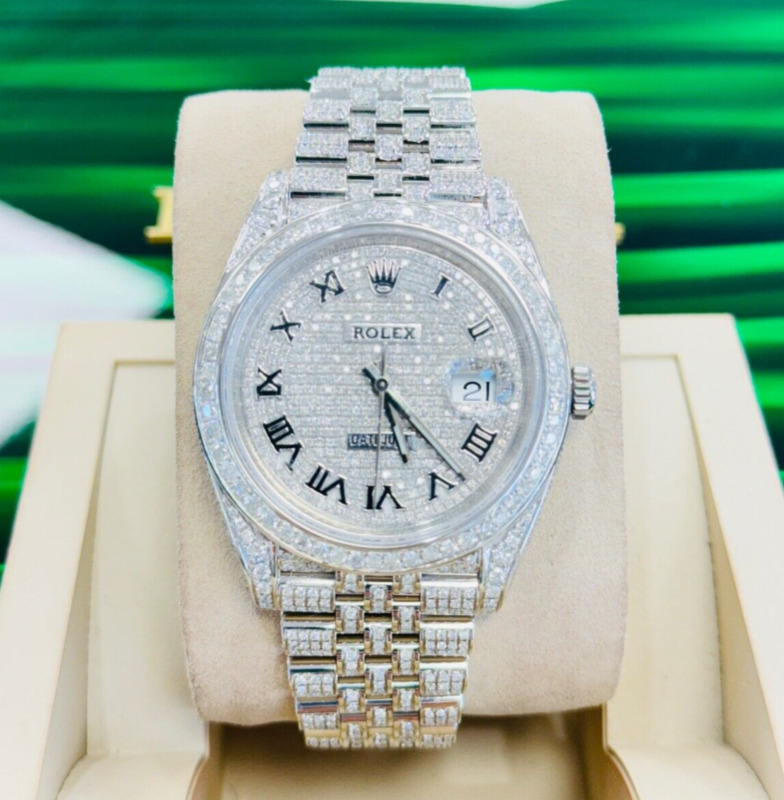 Rolex Datejust 41 126300 Full Custom Diamond Pave Set Jubilee Unworn Box/papers
