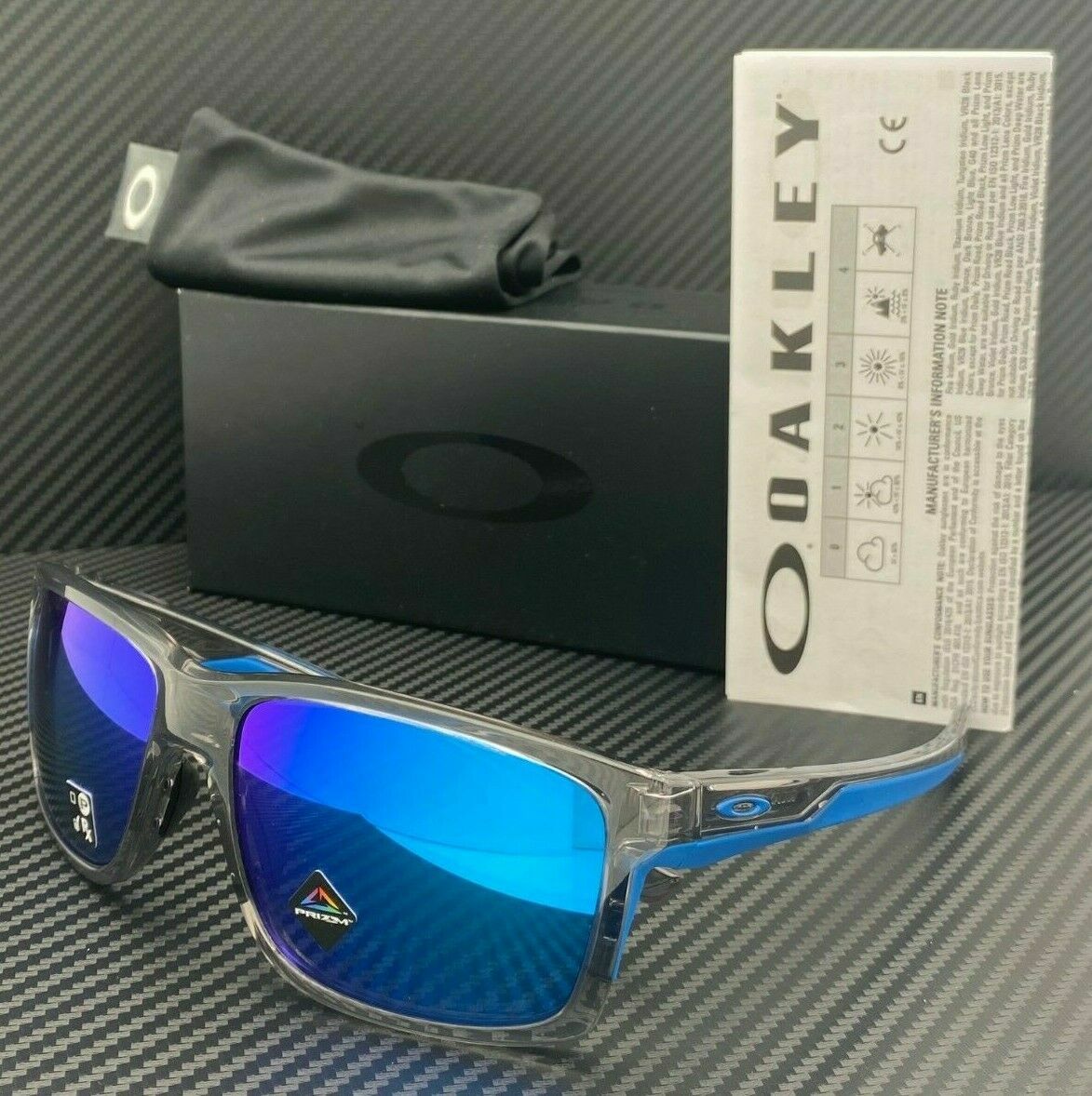✓ Oakley Mainlink XL OO9264-4261 Gray Ink w/ Prizm Sapphire