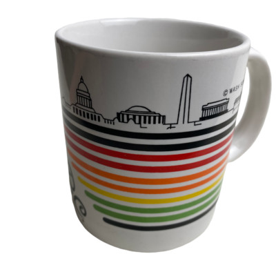 WASH SOUV Washington DC Becher Retro Kaffeebecher Regenbogen Muster Vintage rar