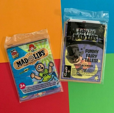 Two (2) MAD LIBS Arby's & Wendy's Kids Meal Toys