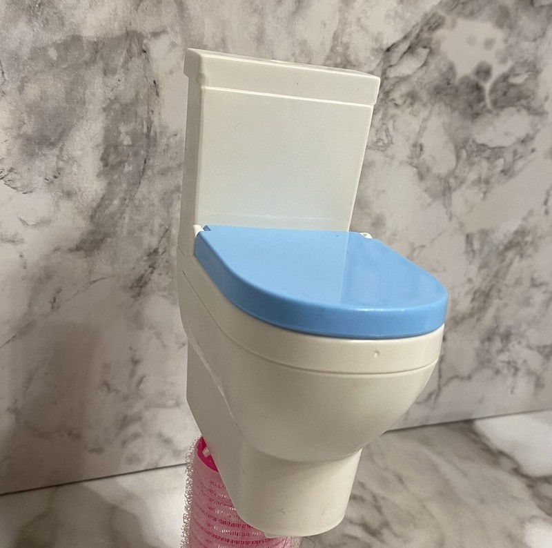 2023 Barbie Doll Dream House Bathroom Toilet Replacement Blue White
