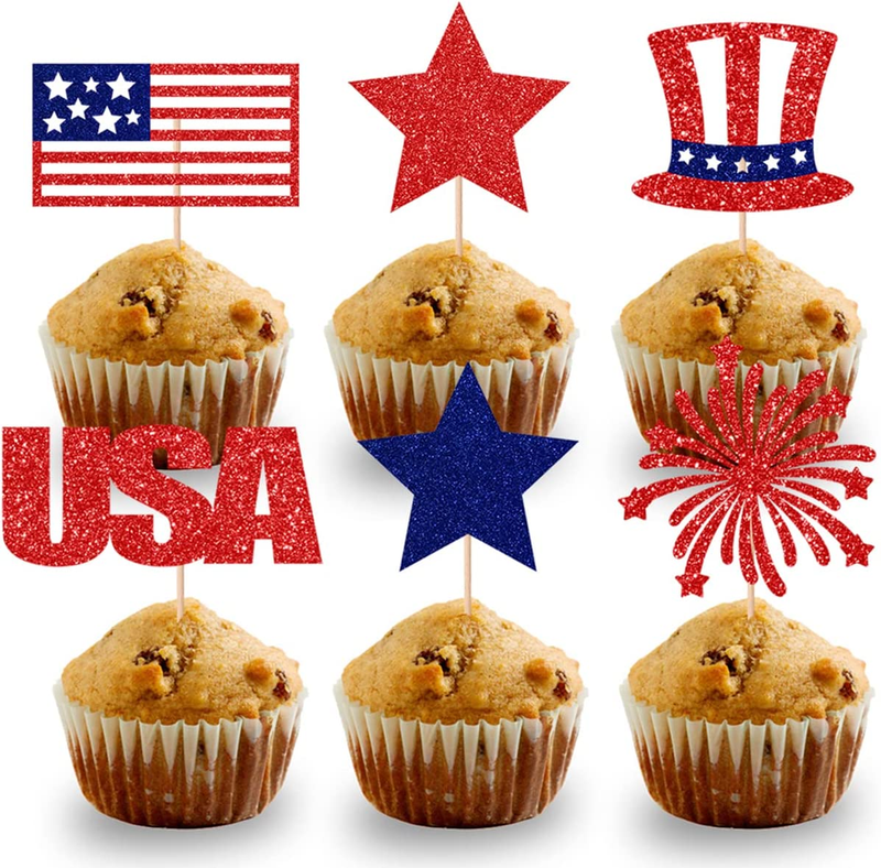 Independence Day July 4th Patriotic Cake 18pcs Flag Toothpic