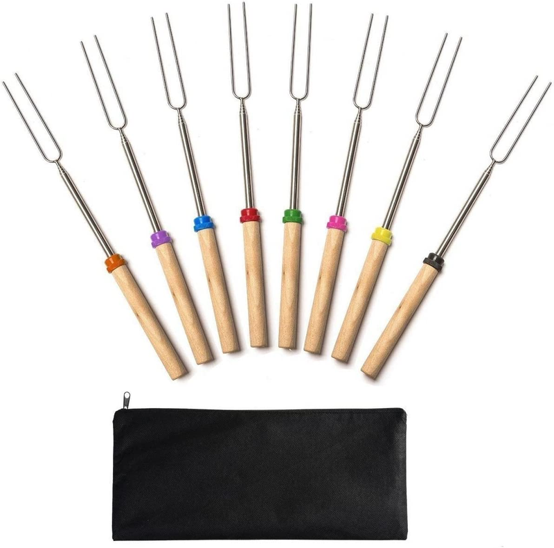 Marshmallow Roasting Sticks Set of 8 Telescoping Smores Skewers & Hot Dog Forks