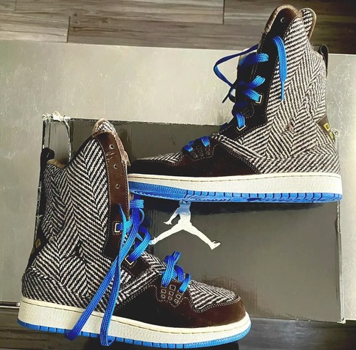 AIR JORDAN FLIGHT 23 SNEAKER-BOOT 6” BROWN/RYL-BLUE/WHITE SIZE 6Y (331944 241)