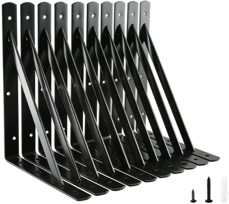 Heavy Duty Shelf Brackets 12 inch x 8 inch Metal Shelves Supports 90 Degree Tria