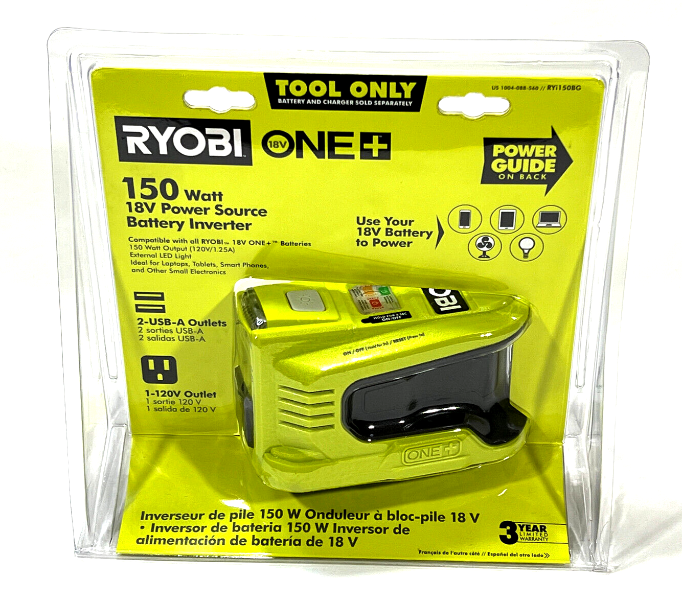 Ryobi 150-Watt Power Inverter for ONE+ 18V Battery (Tool Only)