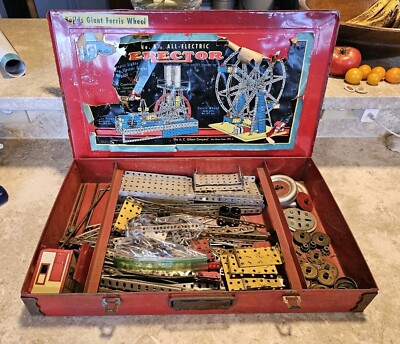 Vtg. AC GILBERT No. 8 1/2 ERECTOR SET Electric Giant Ferris Wheel Set INCOMPLETE
