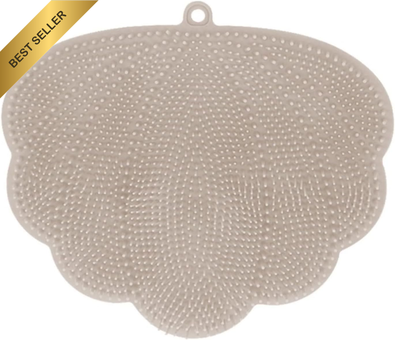 Hands Free Shower Wall Back Scrubber with Suction Cups, Silicone Foot Brush Pad