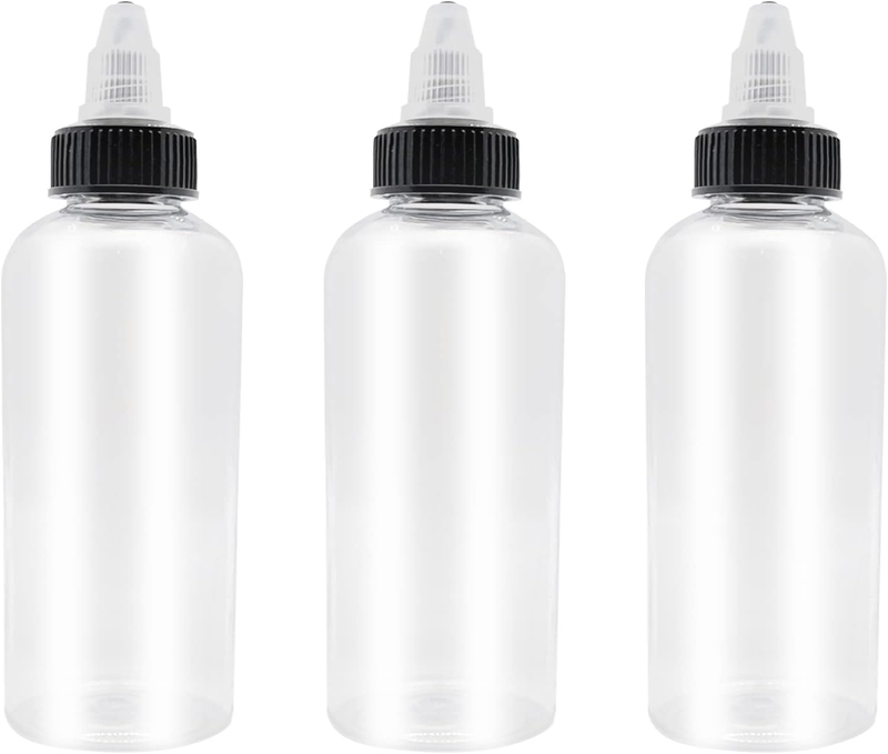 3 Pcs Dispensing Bottles, 8Oz Plastic Boston Squeeze Bottles with Twist Top Cap