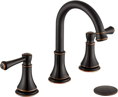 Oil Rubbed Bronze 8 Inch Widespread Bathroom Sink Faucet 3 Holes with Pop-Up Dra