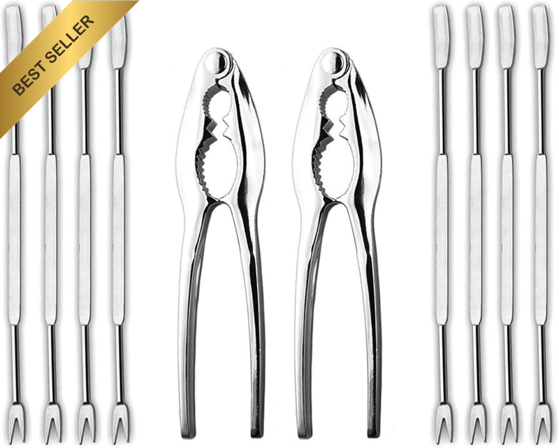 Lobster Crackers and Picks Set, 10-Piece Crab Leg Cracker Tools - Stainless Stee