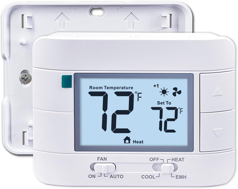 Thermostat 2 Heat 1 Cool for Home Heat Pump Conventional Systems White