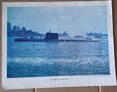 USS Nautilus SSN 571 Navy Submarine 8.5x11 Color (PRINT) Sub 1960 Vintage READ