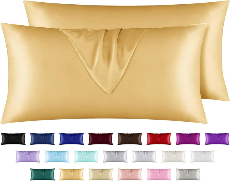 Satin Pillowcase for Hair and Skin, Silk Pillowcase 2 Pack Envelop Closure Gift