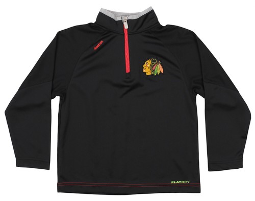 Reebok Chicago Blackhawks NHL Boys Kids Center Ice TNT Пуловер на молнии 1/4, черный