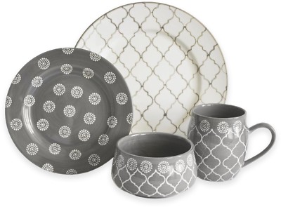 16-Pc Microwave Safe Moroccan Dishes Dinnerware Plates Mugs Bowls Complete Set