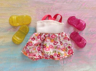 Kelly Small Doll Clothes *Red/Burg Flowered Summer Sundress & 2pr Shoes* New