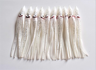 10 to 100 Pieces 4.75'' white Hoochie Squid Skirts Octopus Trolling Fishing Lures