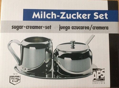 APS Milch / Zucker-Set, hochglanzpoliert, Sahnegießer, Zuckerdose, inkl. Löffel