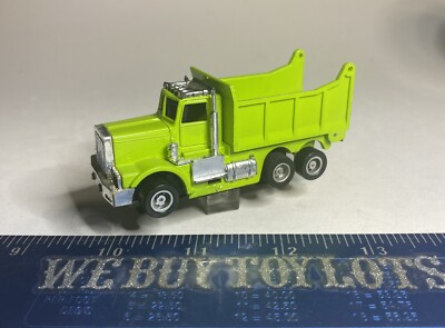 SLOT CAR TYCO Lime Green Peterbilt Semi Construction Dump Truck WORKING HTF HK
