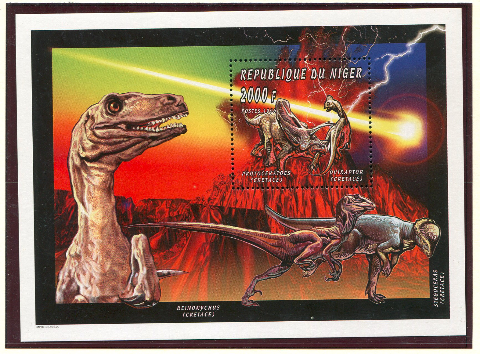 Niger, Scott 925 926 927, 925-7 925-27 Dinosaur, 1996, NH