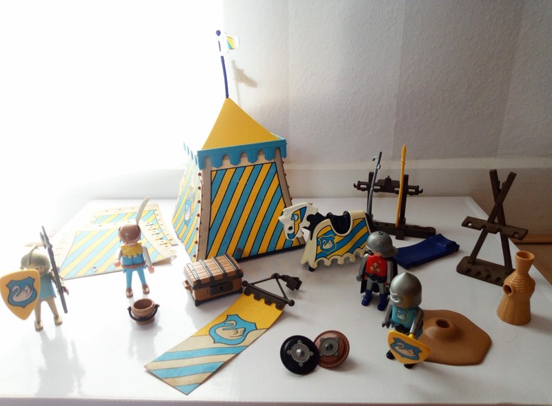 Playmobil 3654 Ritter Turnierzelt Schwan Lilie Waffenstand Pferd Ersatzteile