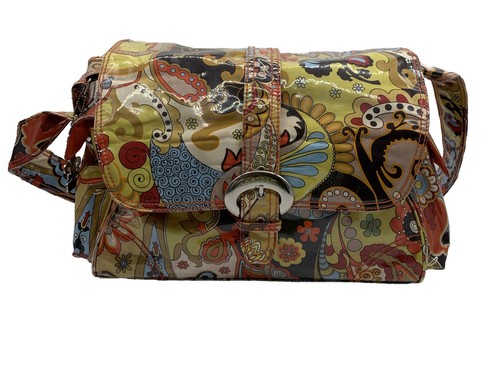 Kalencom Buckle Retro Boho Diaper Bag Multicolor Paisley Water Proof EUC