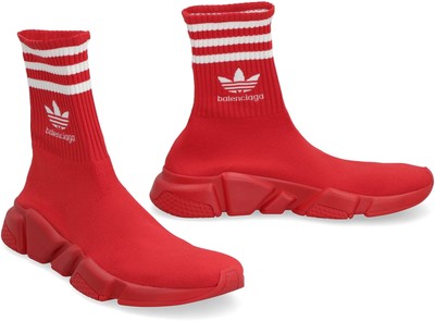 Pre-owned Balenciaga X Adidas -speed Trainers Knitted Sock-sneakers In Red