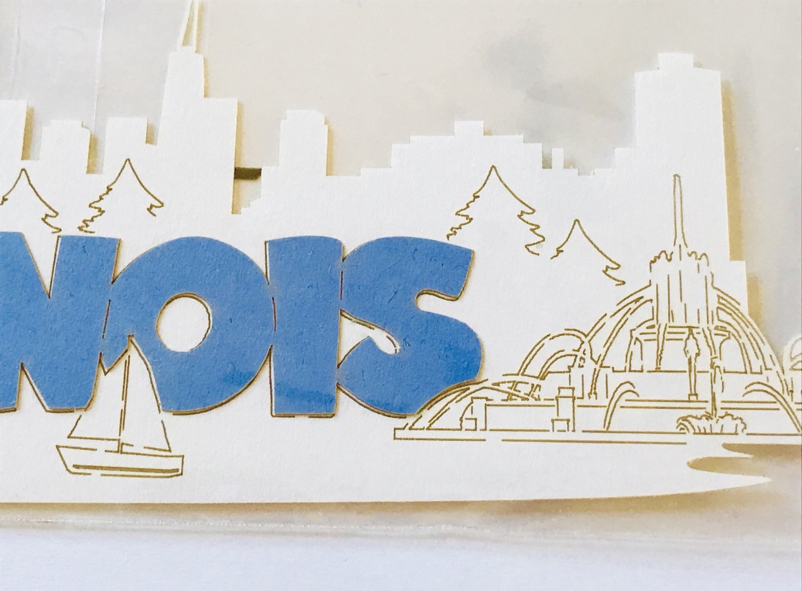 NIP ILLINOIS 8 INCH STAMPING STATION LAYERED LASER DIECUT CHICAGO FOUNTAIN TOWER