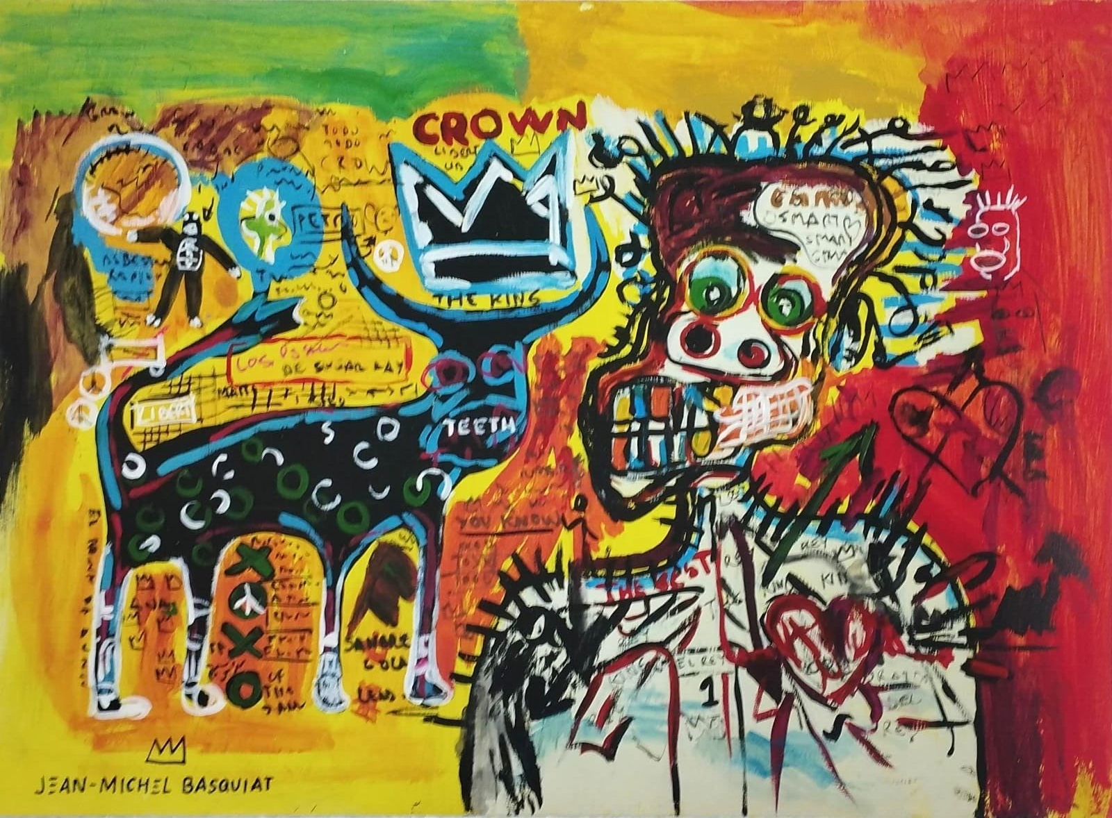 Jean Michel Basquiat (Handmade) Mixed Media Paper Painting Signed