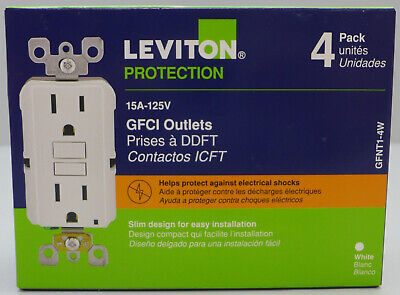 Leviton 15A 125V GFCI Outlets (4 Pack) GFNT1-4W White NEW