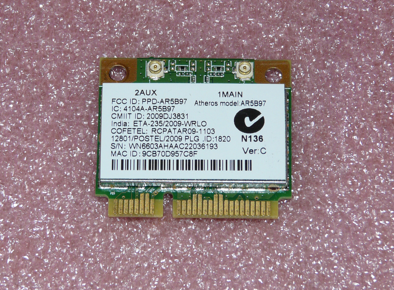 Atheros AR5B97 WLAN Netzwerkkarte - Mini PCI Express 802.11bgn für Packard Bell 