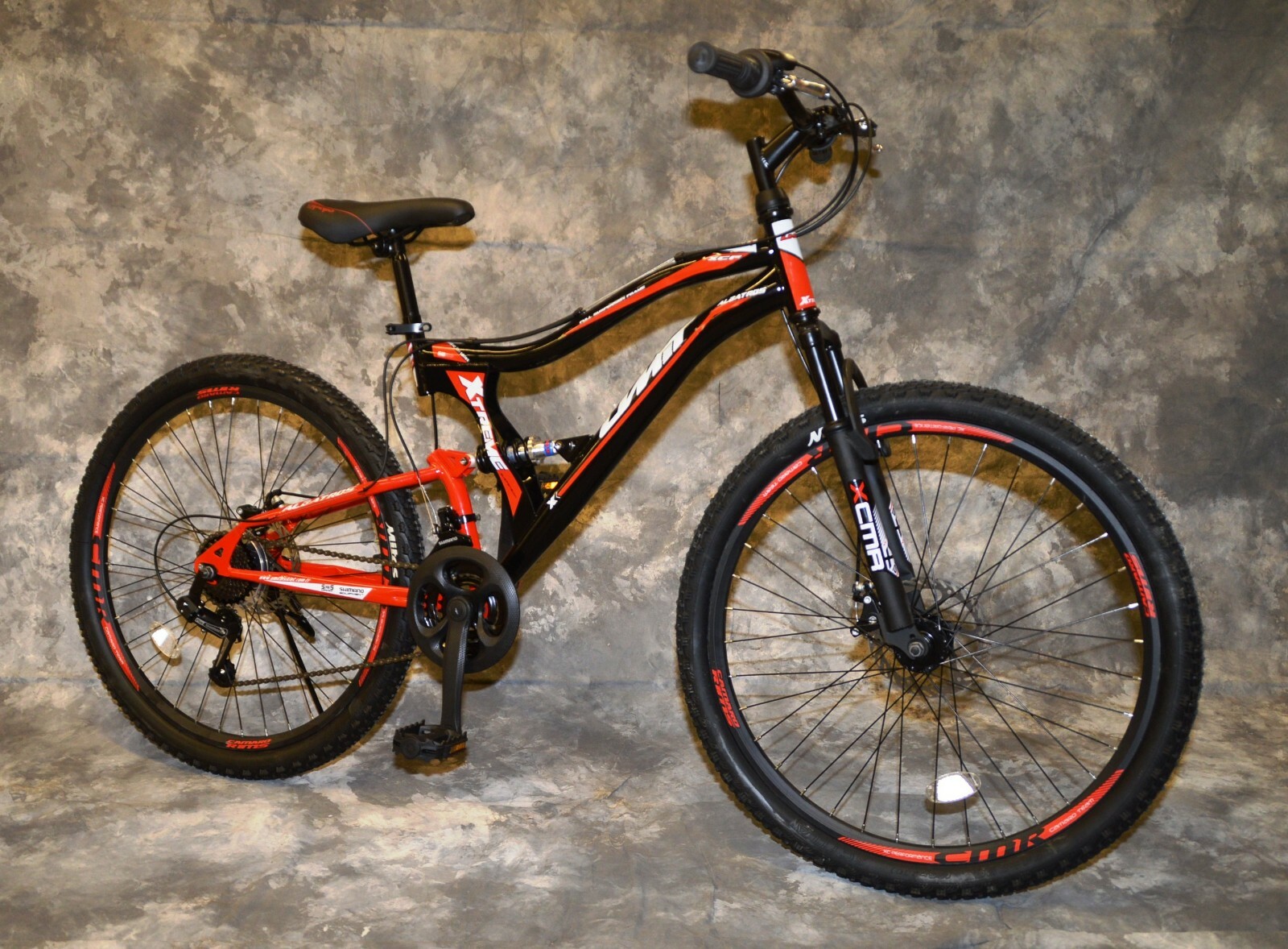 24 Zoll MTB VOLLGEFEDERT 21-GANG SHIMANO & SCHEIBENBREMSEN NEU 2459-SCHWARZ-ROT