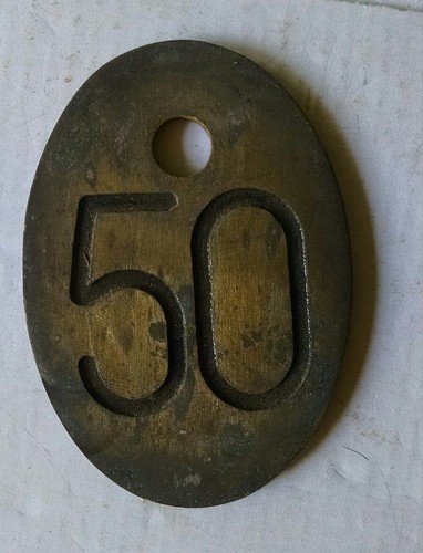 Vintage Brass cow ear tag Collar Old Farm #50