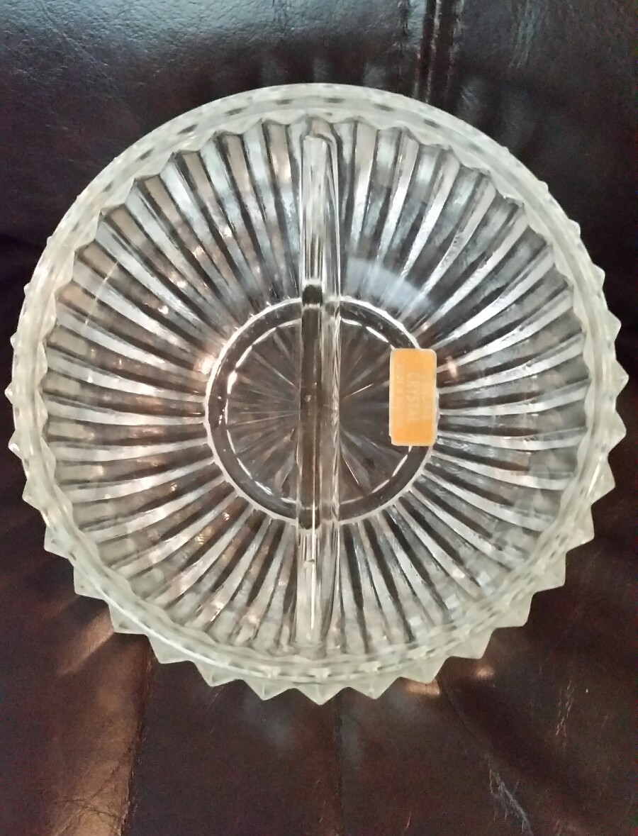 Genuine Crystal Bowl Peanut Candy Dish Divided Made in England