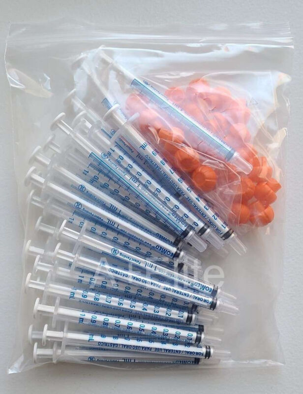NeoMed 1mL 1cc Oral Medicine Dose Syringe Dispenser Clear 25/PK BB-S1EO With Cap
